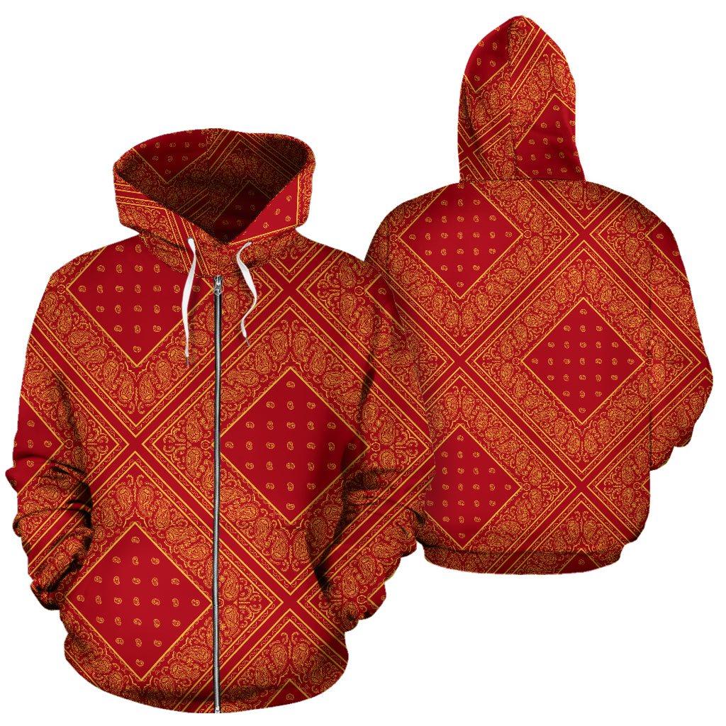 red and gold zip up hoodie