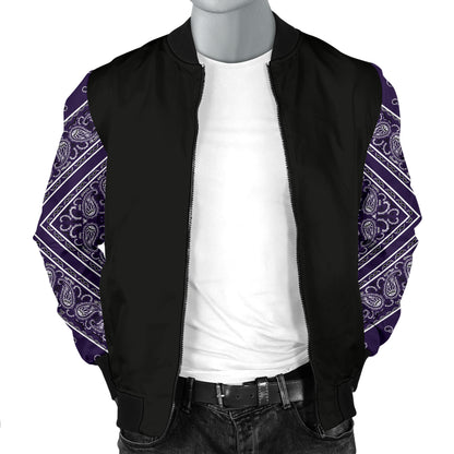 Men's Royal Purple Bandana Sleeved Bomber Jacket