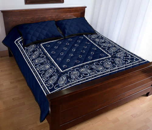 Quilt Set - Navy Blue Bandana Quilt w/Shams