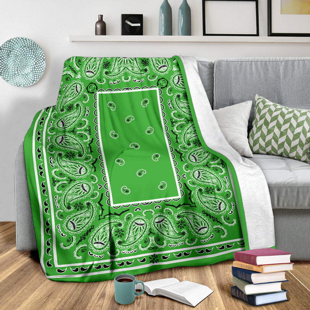 Green Bandana Fleece Throw Blanket