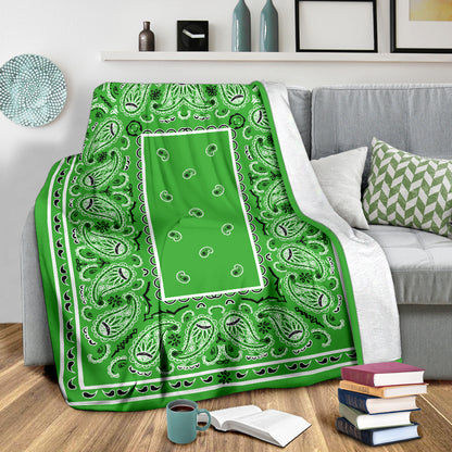Green Bandana Fleece Throw Blanket