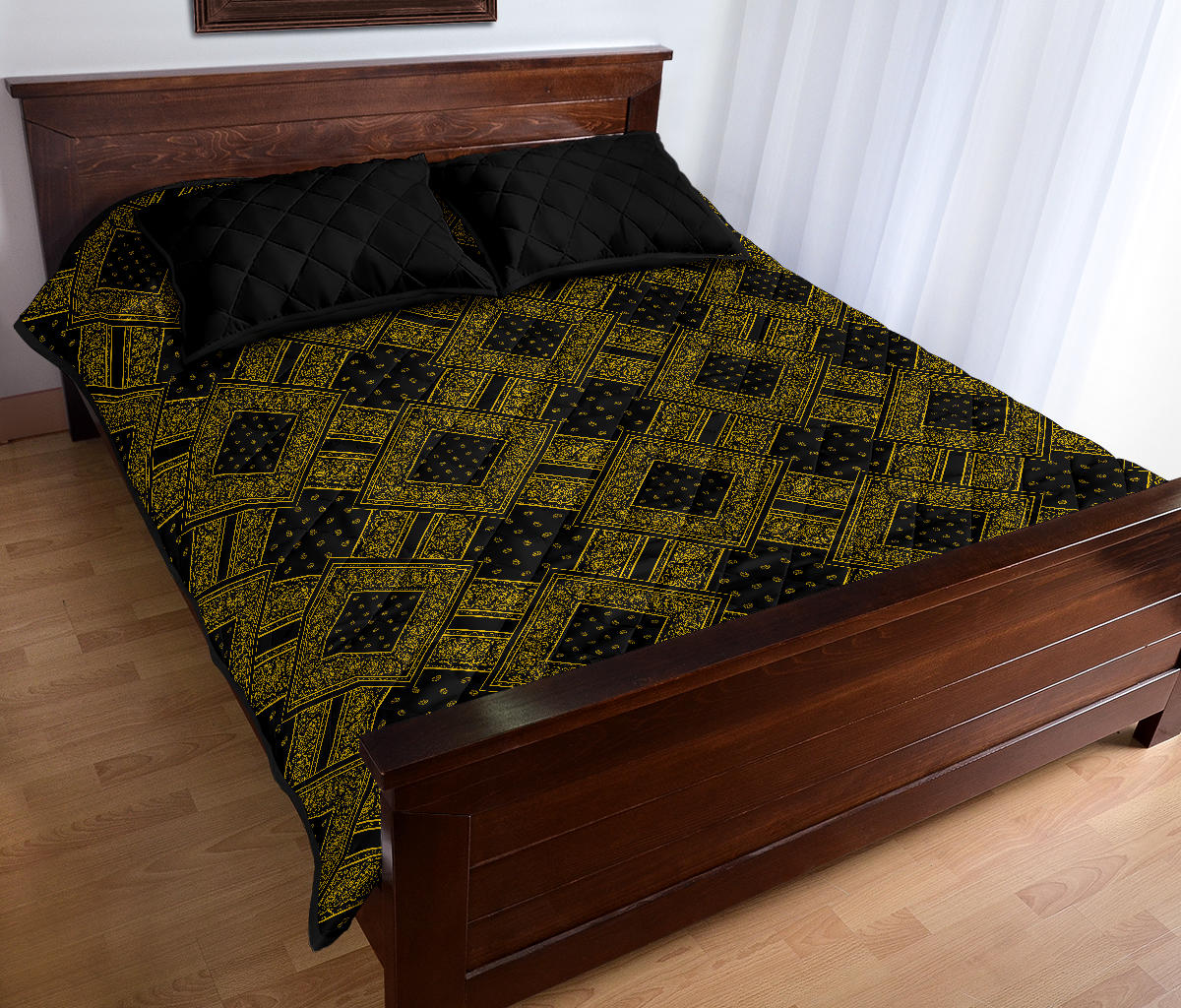 black yellow bandana quilt set