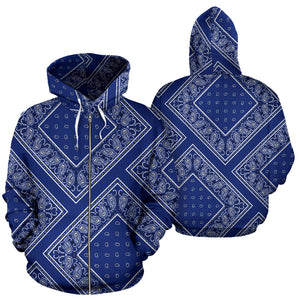 blue bandana zip hoodie