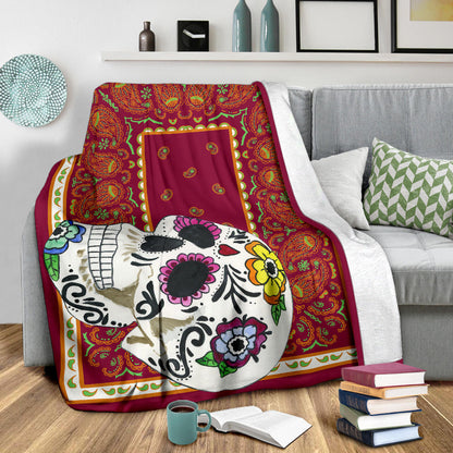 Ultra Plush Vino Sugar Skull Throw Blanket
