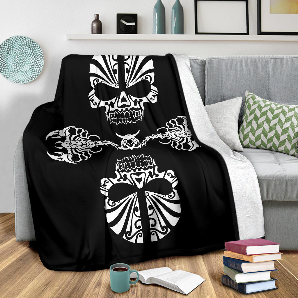 Skulls and Scorpions Tribal Fleece Throw Blanket