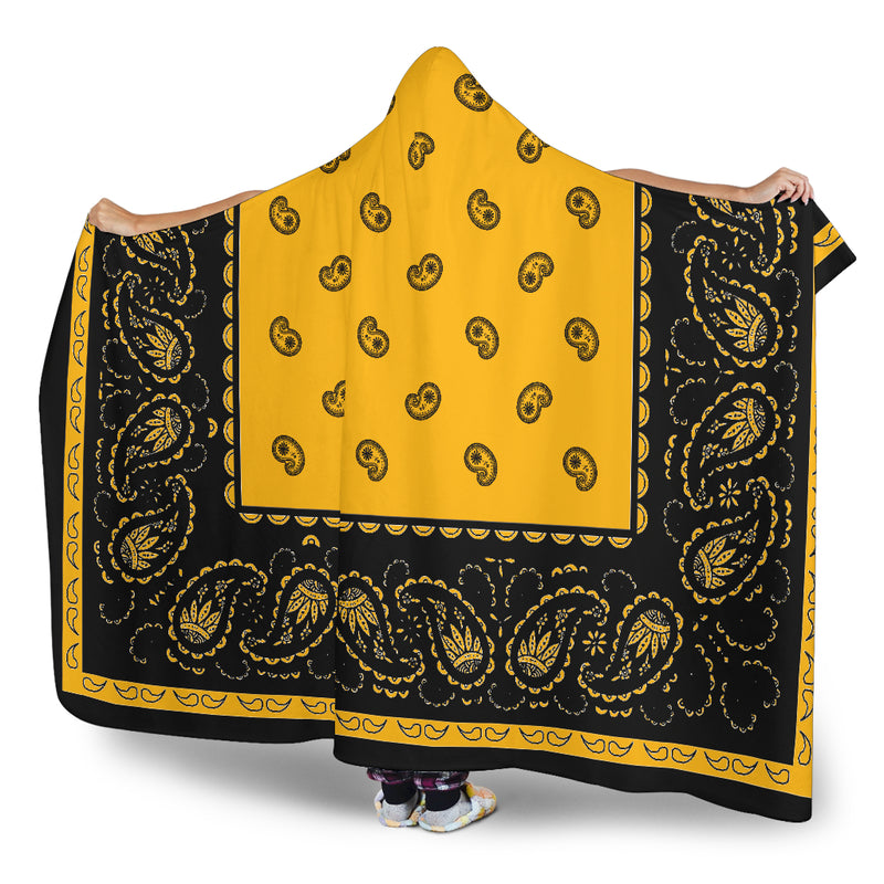 Ultimate Gold with Black Bandana Hooded Blanket