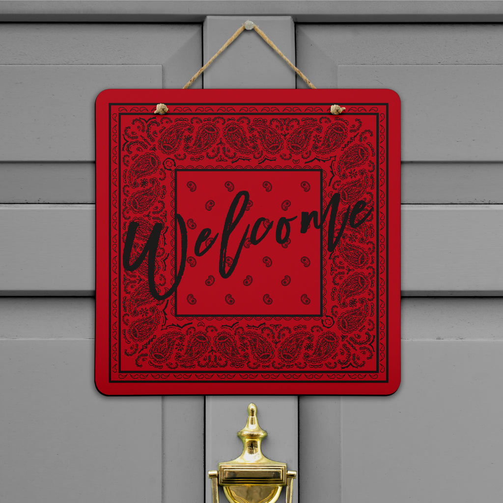 Red and Black Bandana Door Signs