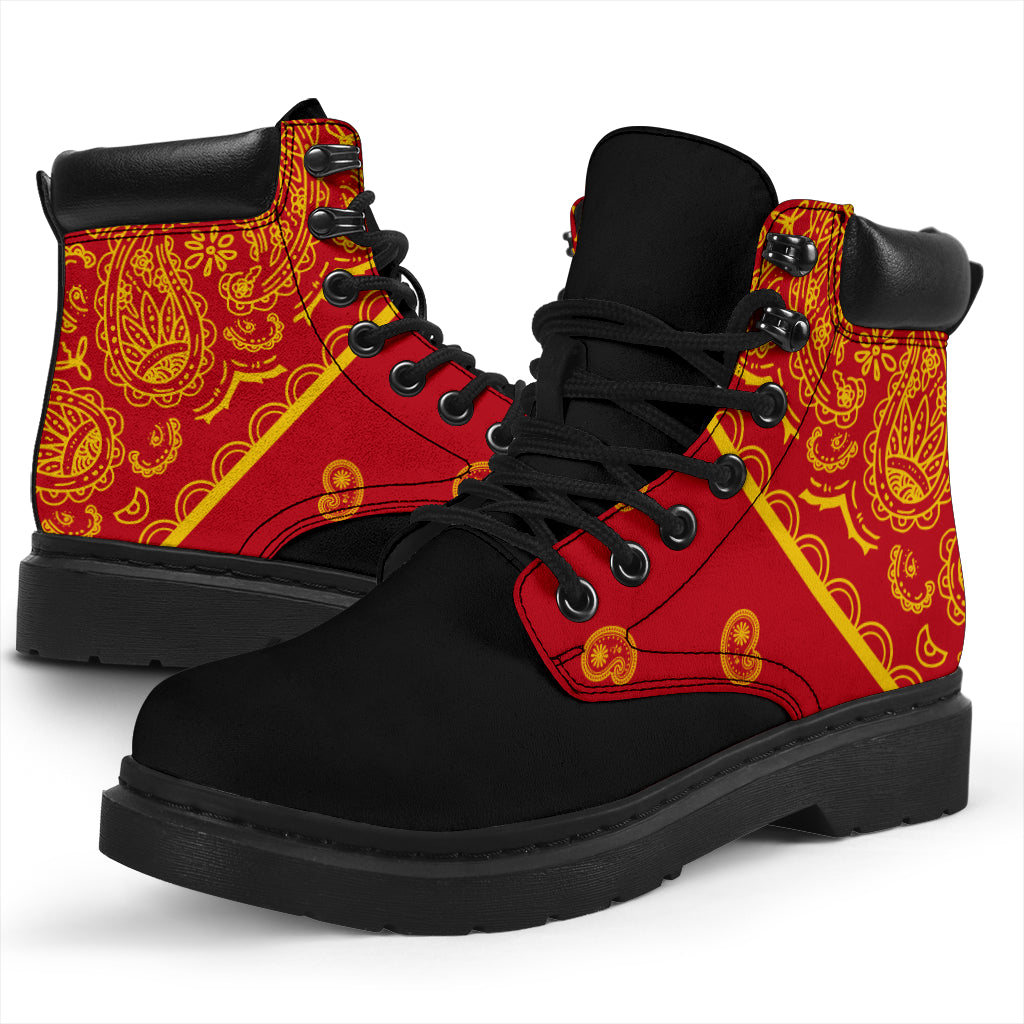 Red and Gold Bandana Blackout All Season Boots