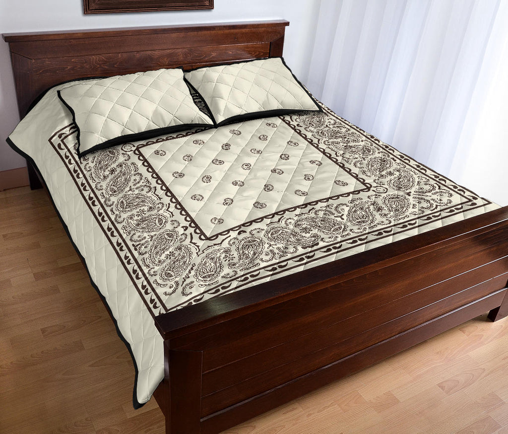 cream beige bedding set with bandana print