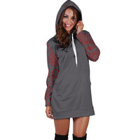 Gray and Red Bandana Hoodie Dress front