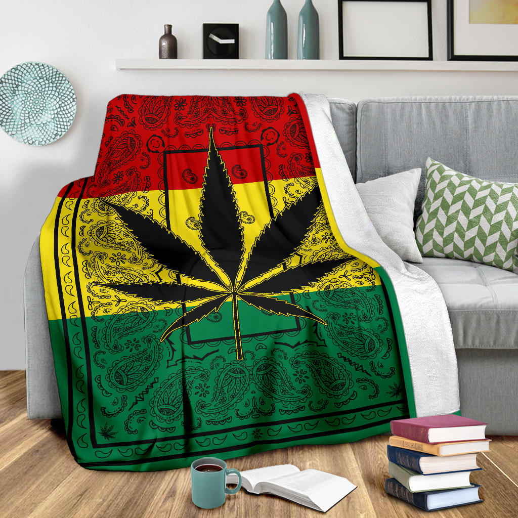 Rasta 420 Bandana Fleece Throw Blanket