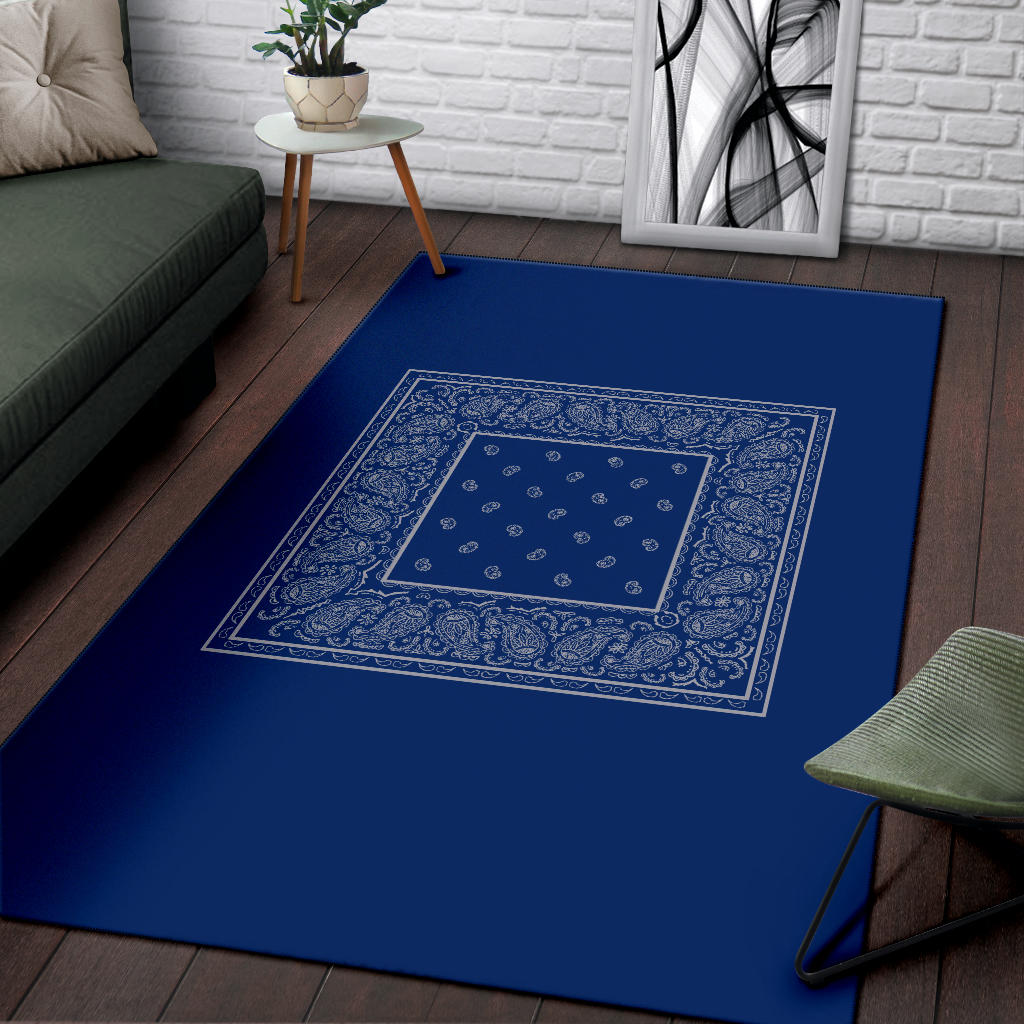 Blue and Gray Bandana Area Rugs - Minimal