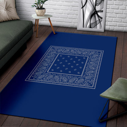 Blue and Gray Bandana Area Rugs - Minimal