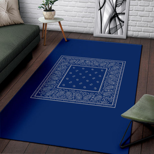 Blue and Gray Bandana Area Rugs - Minimal
