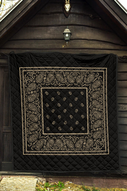 Black and Khaki Bandana Bed Quilts