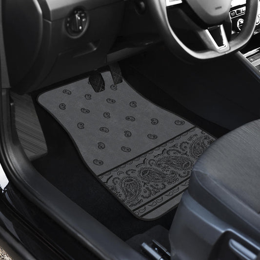 Dual Gray and Black Bandana Car Mats - Fancy