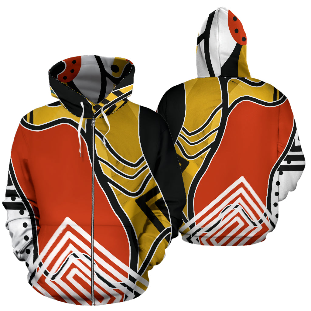 Retro Abstract Art Zip Up All Over Hoodie