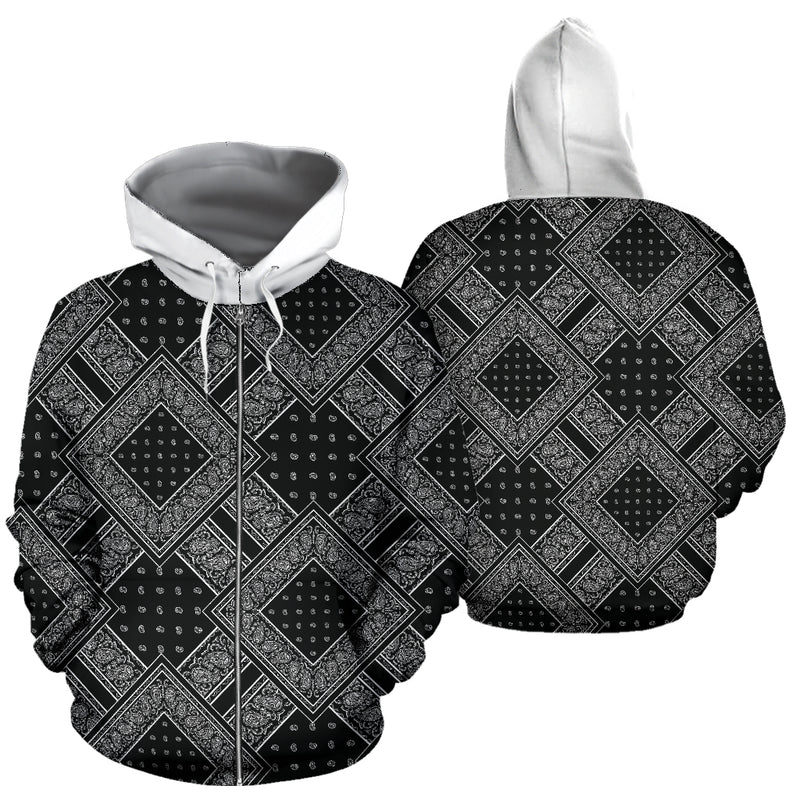black and white zip up hoodie