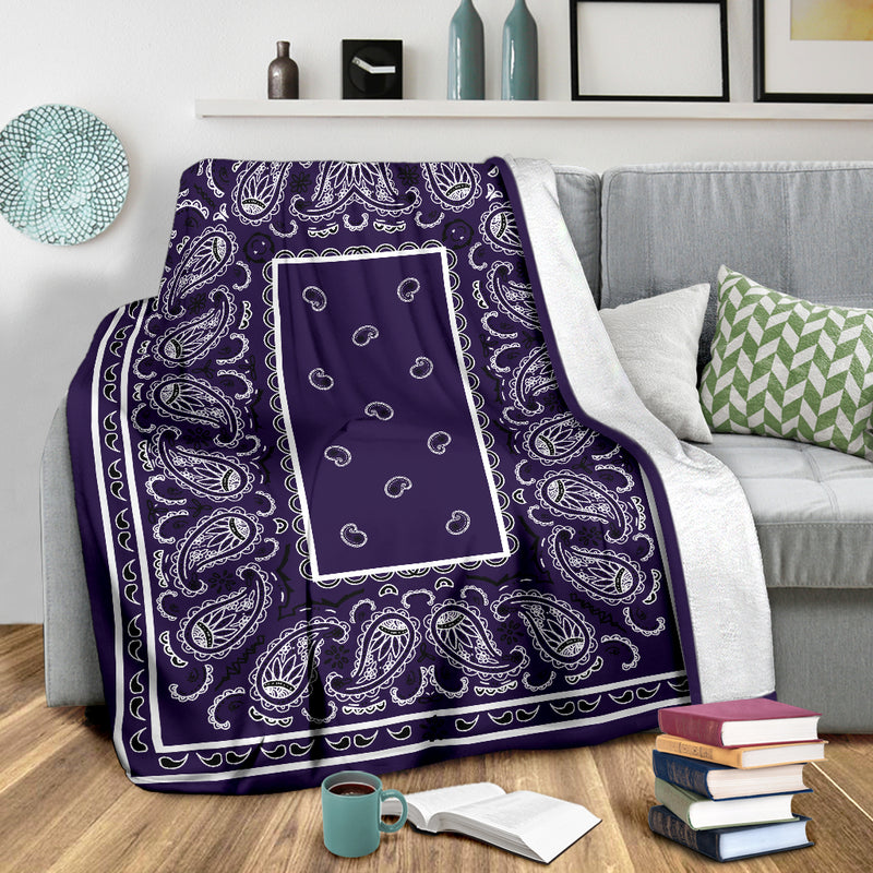 Royal Purple Bandana Fleece Throw Blanket