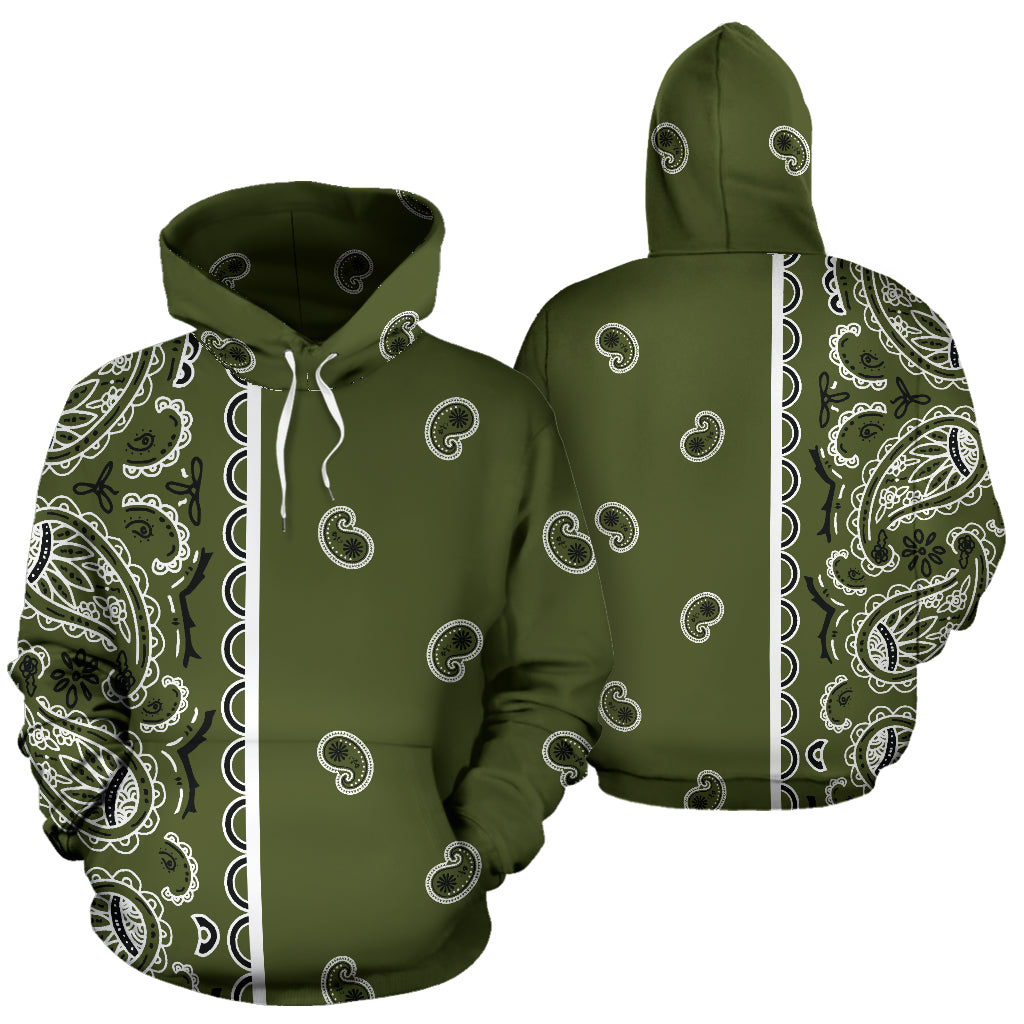 army green bandana big print hoodie