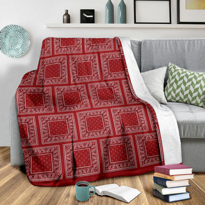 Ultra Plush Classic Red Bandana Patch Throw Blanket