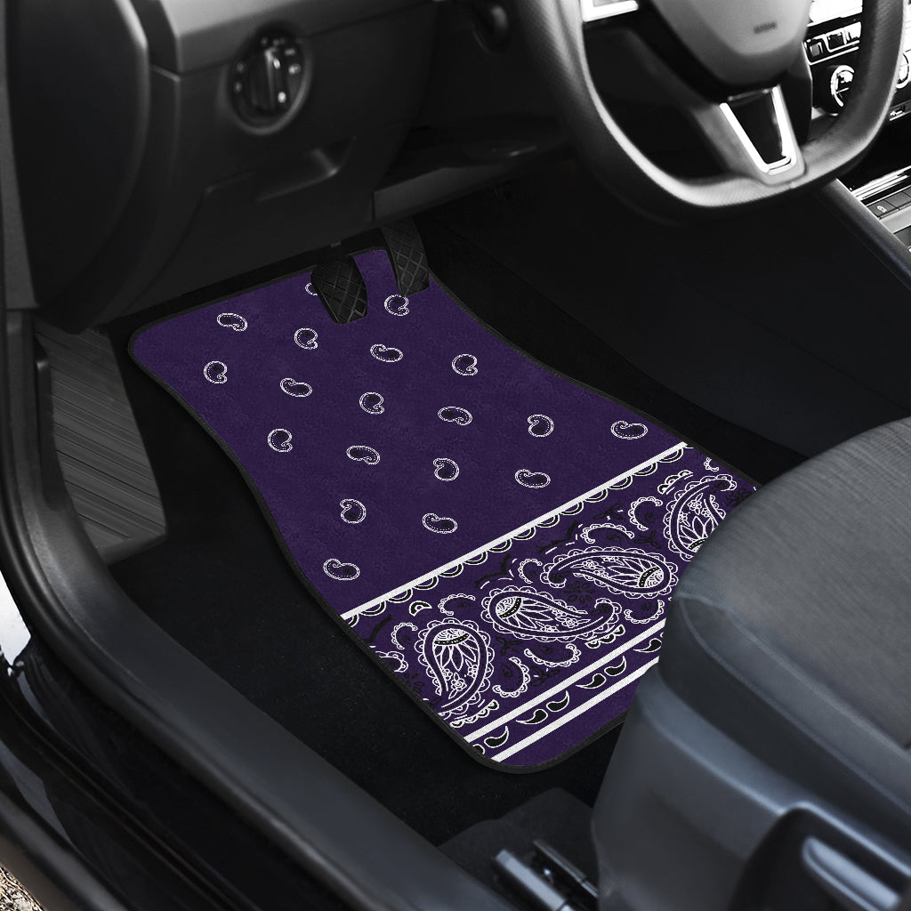 Dual Royal Purple Bandana Car Mats - Fancy