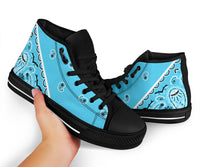 No Box Light Blue Bandana High Top Sneakers