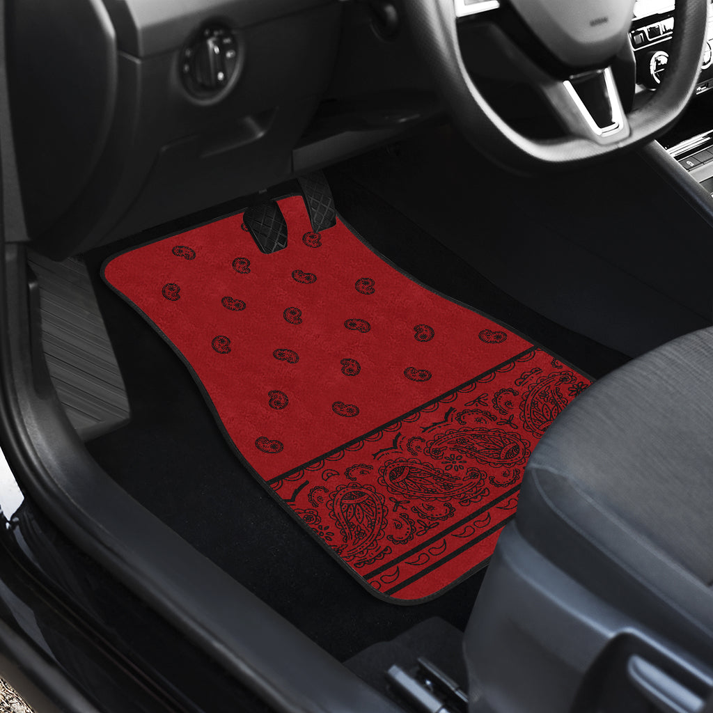 Dual Red with Black Bandana Car Mats - Fancy