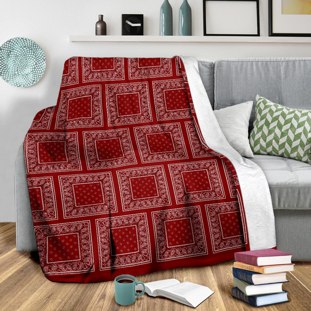 Ultra Plush Maroon Bandana Patch Throw Blanket