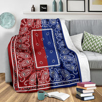 red and blue bandana fleece blanket