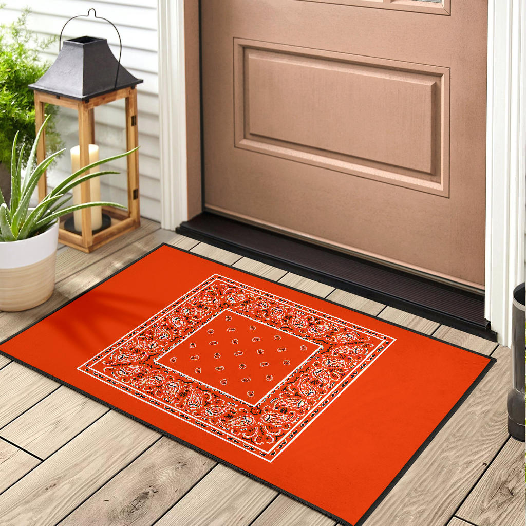 Perfect Orange Bandana Door Mats
