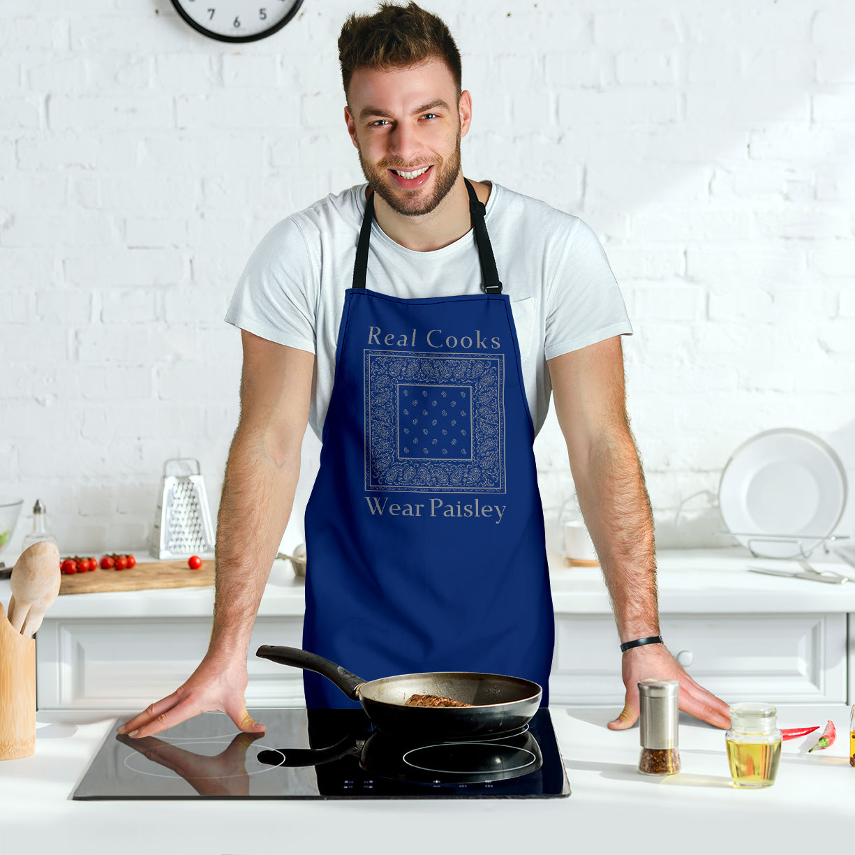 Blue and Gray Bandana Cooking Aprons