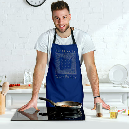 Blue and Gray Bandana Cooking Aprons