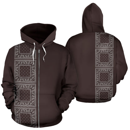 brown bandana zip up hoodie