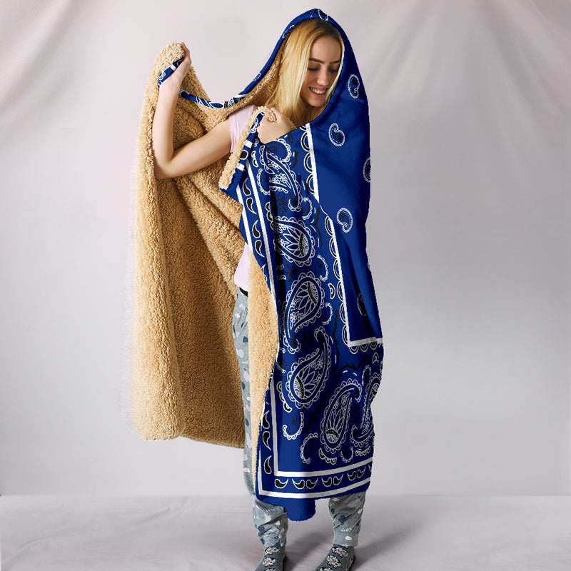 Royal Blue Bandana Hooded Blanket