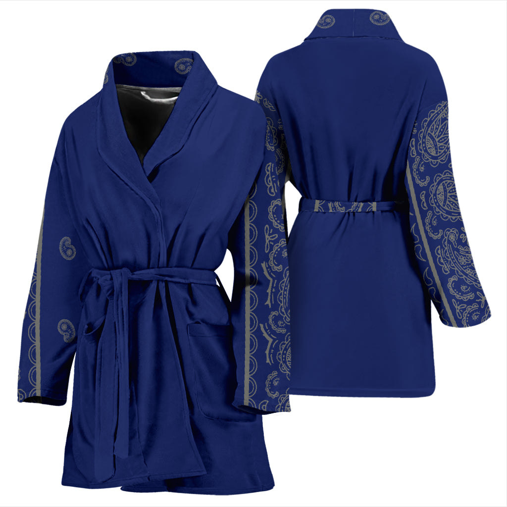 blue and gray bandana robe front view