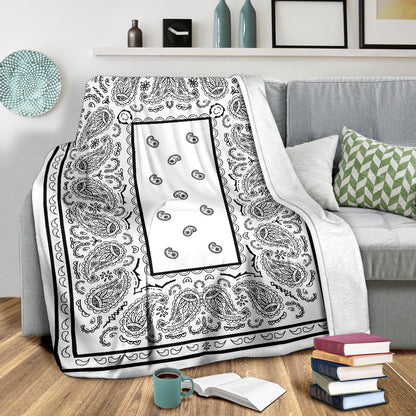 White Bandana Fleece Throw Blanket