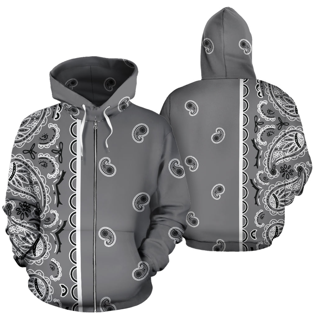 gray bandana zip up hoodie