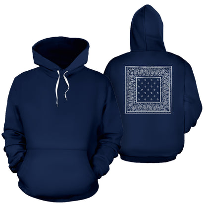 navy and white bandana pullover hoodie