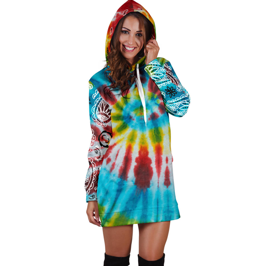 Tie Dye Bandana Hoodie Dress