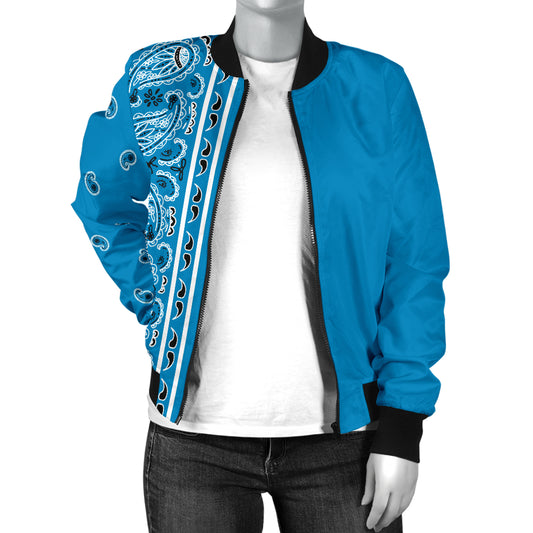 blue bandana bomber jacket