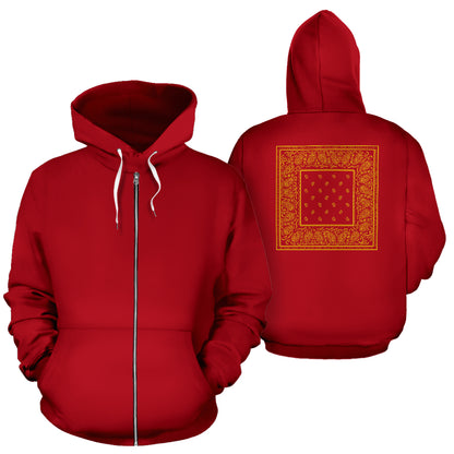 red and gold bandana zip hoodie