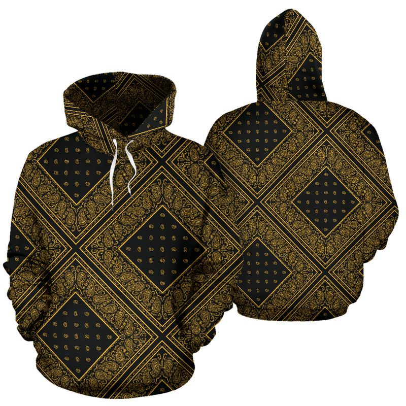 black and gold bandana pullover hoodie