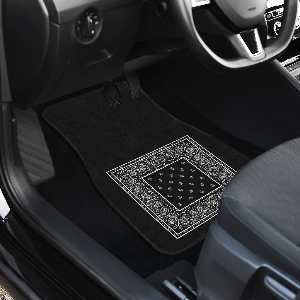 Dual Black Bandana Car Mats - Minimal