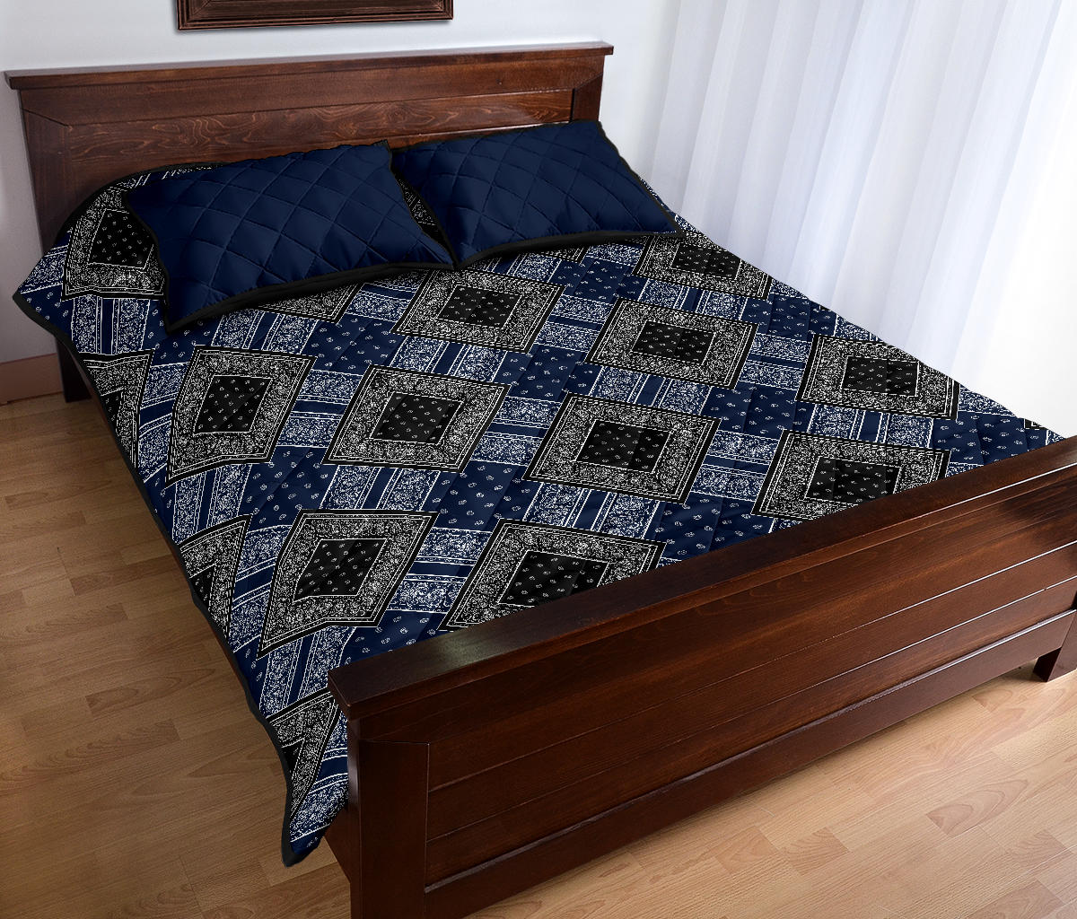 blue with black quilt set