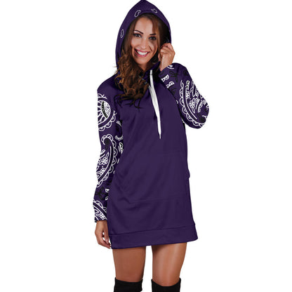 Royal Purple Bandana Hoodie Dress front