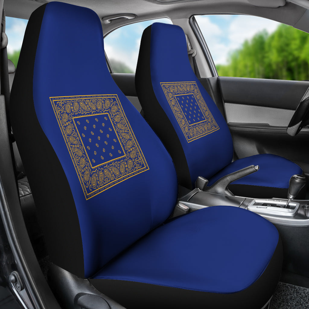 Blue Gold Bandana Car Seat Cover - Minimal