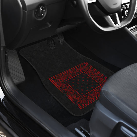 Dual Black and Red Bandana Car Mats - Minimal