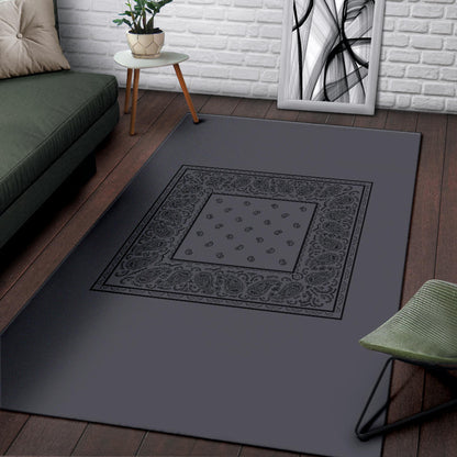 Gray and Black Bandana Area Rugs - Minimal