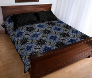 black and blue bandanas quilt bedding set